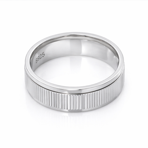Ribbed Texture 925 Sterling Silver Ring