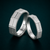 Stylish S925 Sterling Silver Geometric Couple Bands with Linear Texture Finish
