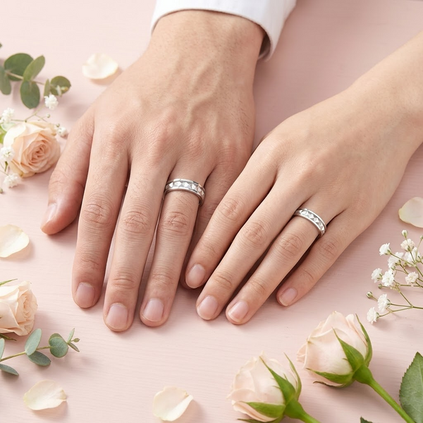 Premium S925 Sterling Silver Studded Texture Couple Bands