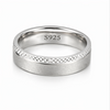 Elegant S925 Sterling Silver Couple Bands with Textured Matte & Diamond-Cut Finish