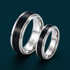 S925 Sterling Silver Black Galaxy Inlay Couple Bands