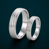 S925 Sterling Silver Multi-Line Textured Couple Bands