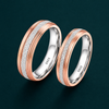 S925 Sterling Silver Rose Gold Sparkle Strip Couple Bands