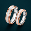 S925 Sterling Silver Rose Gold Frame Texture Couple Bands