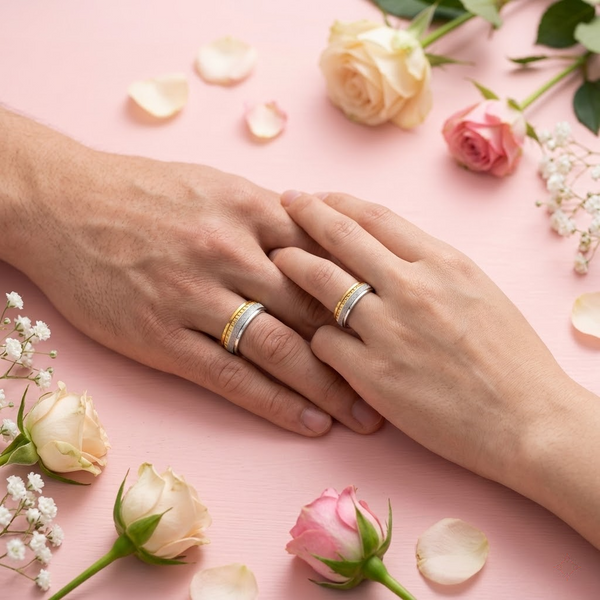 S925 Sterling Silver Matte Texture Couple Bands