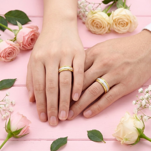 S925 Sterling Silver Matte Finish Couple Bands
