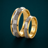 S925 Sterling Silver Faceted Texture Couple Bands