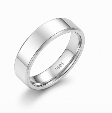 Classic S925 Sterling Silver Plain Couple Bands