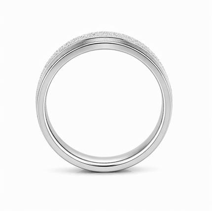Premium S925 Sterling Silver Textured Line Couple Band