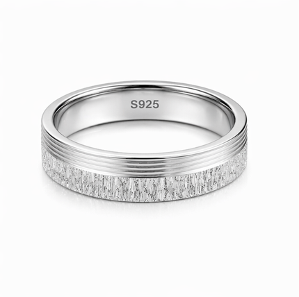 Premium S925 Sterling Silver Textured Line Couple Band
