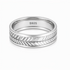 Elegant S925 Sterling Silver Leaf Engraved Couple Bands