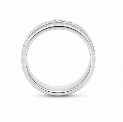 Elegant S925 Sterling Silver Leaf Engraved Couple Bands