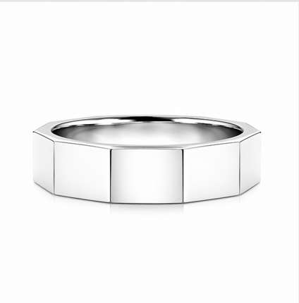 Modern S925 Sterling Silver Block Design Couple Bands