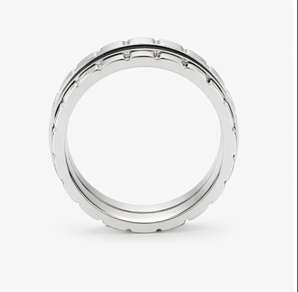 Stylish S925 Sterling Silver Black Inlay Couple Bands