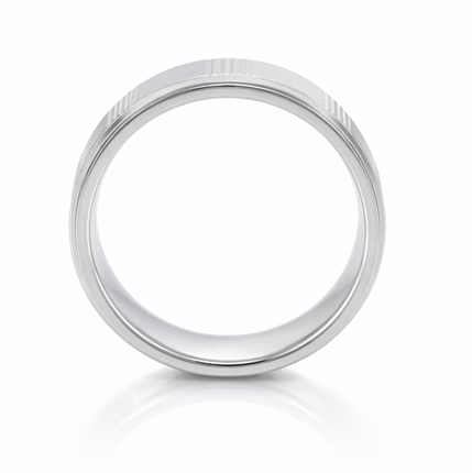 Elegant S925 Sterling Silver Striped Segment Couple Bands