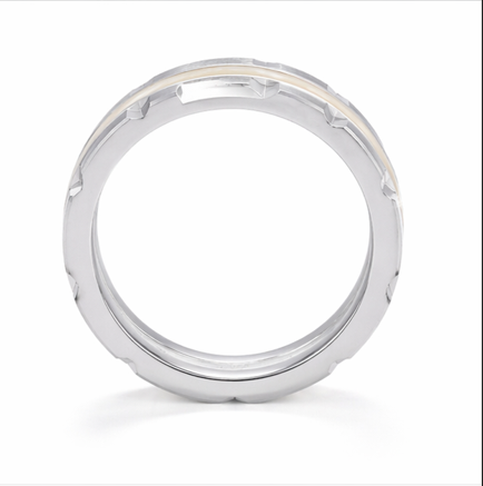 S925 Sterling Silver Mother of Pearl Inlay Couple Bands