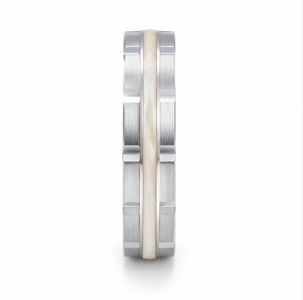 S925 Sterling Silver Mother of Pearl Inlay Couple Bands