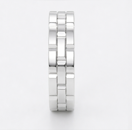 S925 Sterling Silver Interlock Pattern Couple Bands