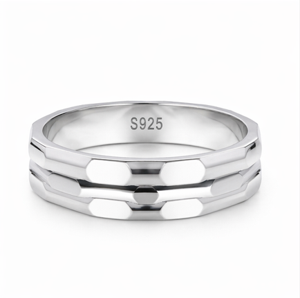 925 Sterling Silver Dotted Texture Couple Bands