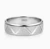 S925 Sterling Silver Geometric Triangle Texture Couple Bands