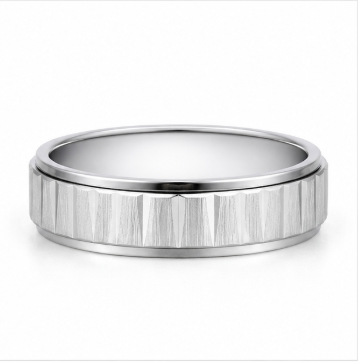 S925 Sterling Silver Dual Texture Line Couple Bands