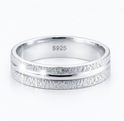 S925 Sterling Silver Sparkle Texture Couple Bands
