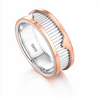 S925 Sterling Silver Dual-Tone Ribbed Couple Bands