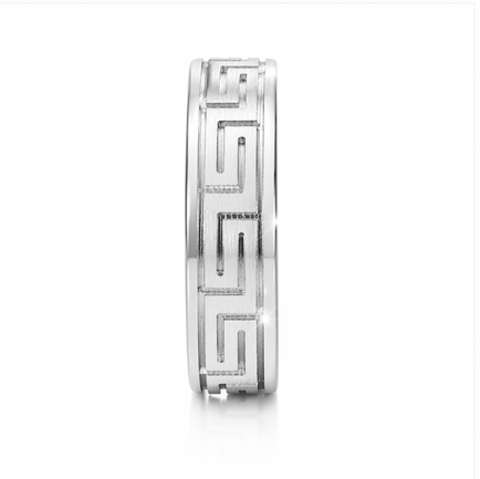 Designer S925 Sterling Silver Greek Pattern Couple Bands