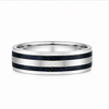 Premium S925 Sterling Silver Couple Bands with Dual Blue Inlay Stripes