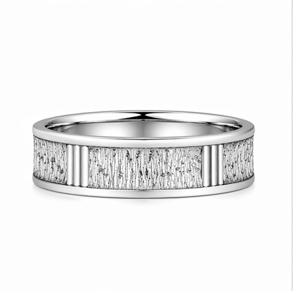 Elegant S925 Sterling Silver Sparkle Textured Couple Bands