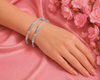 Contemporary Blue Accent Diamond Bar Bangles β 925 Sterling Silver Designer Bangles Set