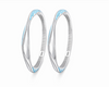 S925 Sterling Silver Ocean Wave Blue Enamel Bangles β Stone-Studded Designer Curved Bangle Set