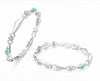 S925 Sterling Silver Geometric Prism Bangles – Designer Blue Enamel & Solitaire Stone Bangle Set