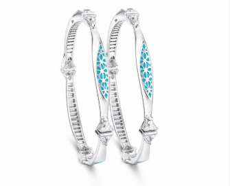 Elegant Turquoise Cutwork Designer Bangles – 925 Sterling Silver Premium Bangles