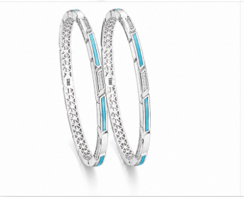 Luxury Turquoise Inlay Diamond-Studded Bangles β 925 Sterling Silver Designer bangles