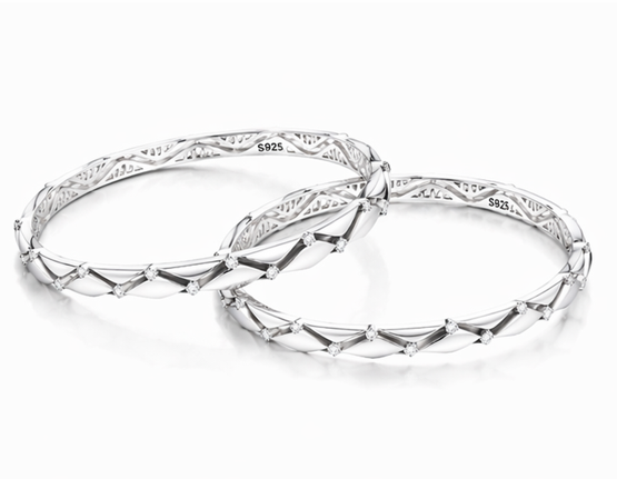 Classic Diamond-Cut Designer Bangles β 925 Sterling Silver Premium bangles