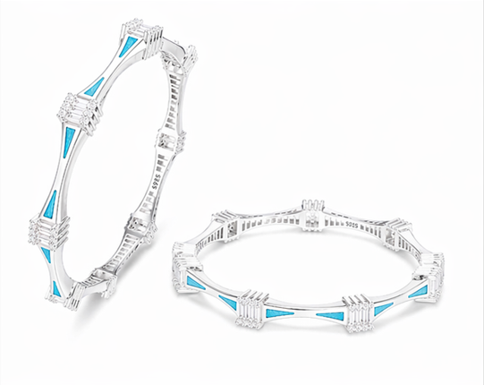 Premium Turquoise Designer Bangles β 925 Sterling Silver Diamond-Studded bangles