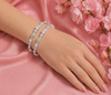 Rivadhy S925 Sterling Silver Honeycomb Bangles – Pastel Blue Enamel & Solitaire Stone Geometric Bangle Set