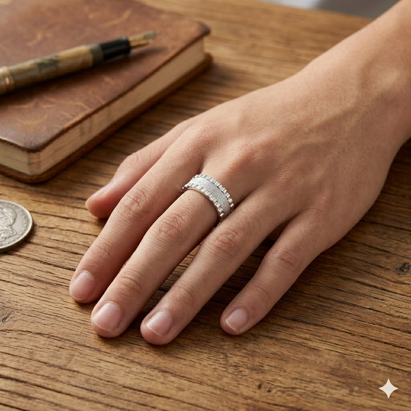 Diamond Dust Texture 925 Sterling Silver Ring