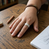 Linear Cut 925 Sterling Silver Ring