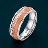 Rose Gold Sandblast & Faceted Edge Ring 925 Sterling Silver