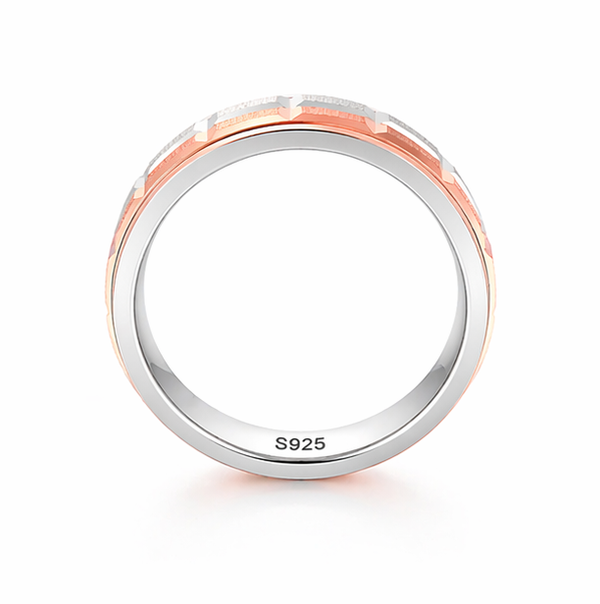 Premium Two-Tone Geometric Texture Ring for Men & Women