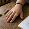 Geometric Faceted Gold Texture 925 Sterling Silver Ring