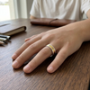 Dual Tone Textured 925 Sterling Silver Ring with Triple Gold Lines