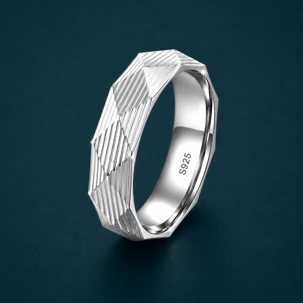 Geometric Faceted 925 Sterling Silver Ring