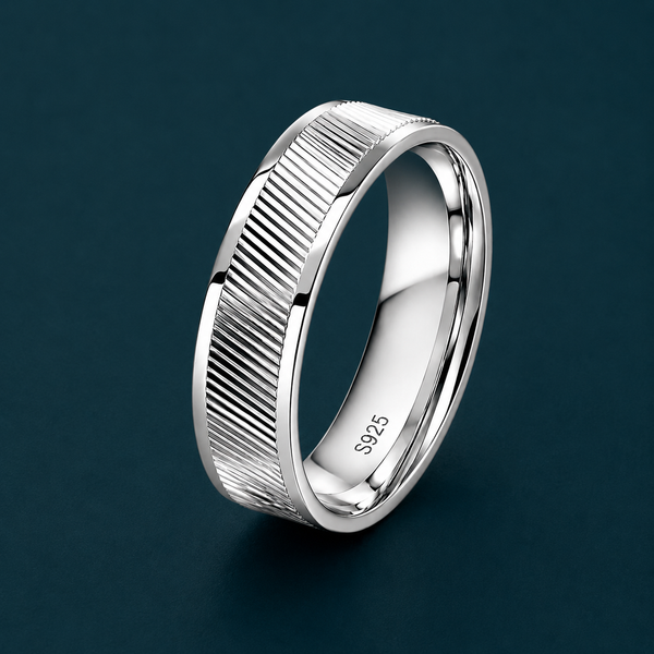 Fine Line Texture 925 Sterling Silver Ring