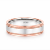 S925 Sterling Silver Rose Gold Dual Groove Couple Bands