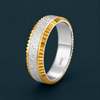 Dual Tone Textured 925 Sterling Silver Ring with Gold Edges