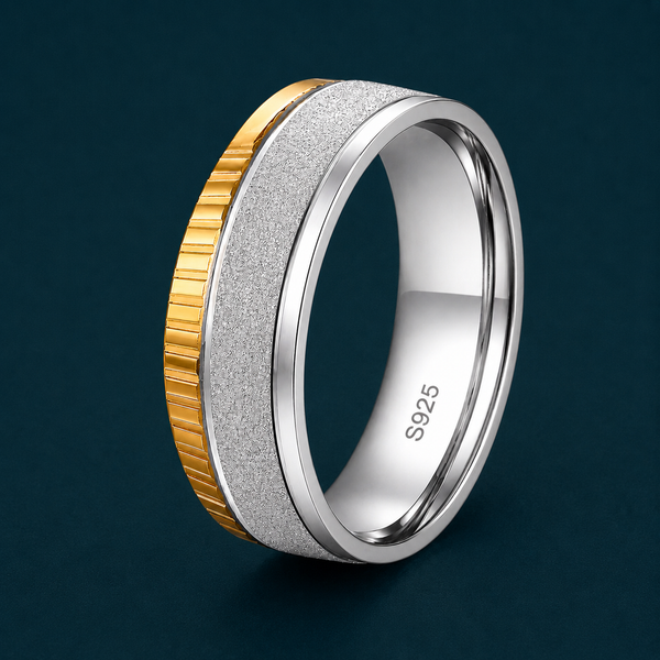 Premium Dual Tone Matte Finish Ring 925 Sterling Silver