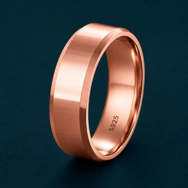Classic Rose Gold Plain Band Ring 925 Sterling Silver